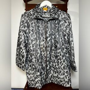 Ruby Rd. Black and Gray Leopard Trench Coat Jacket Womens Plus Size 16